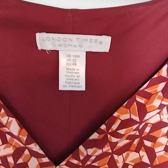 London Times Women Sz 18‎ Red Orange Jersey Dolman Sleeves Blouson Cottagecore - Picture 7 of 13